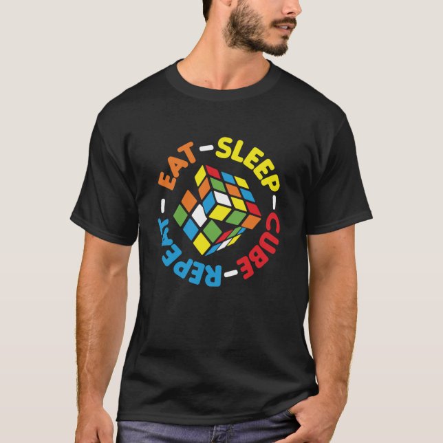 Camiseta Comer el cubo del sueño repetir cubos divertidos v (Anverso)