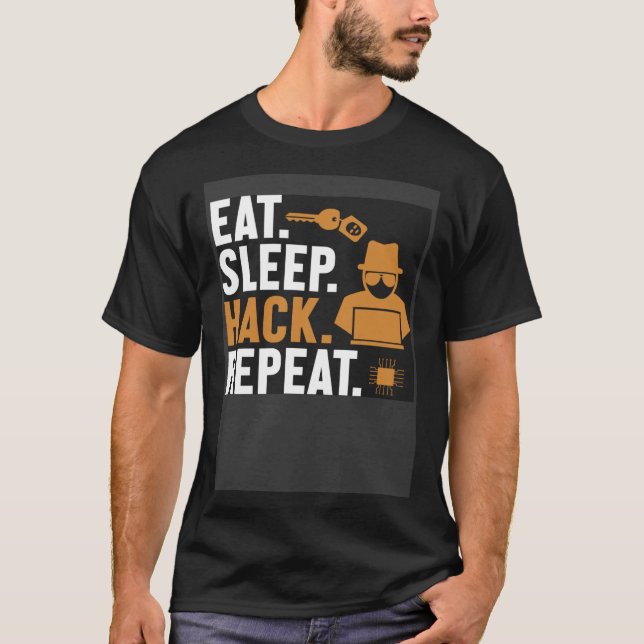 Camiseta Comer el hackeo de sueño repetir Gorra blanco hack (Anverso)