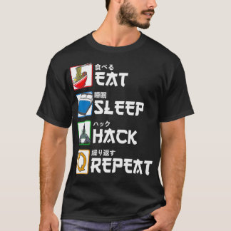 Camiseta Comer el hackeo de sueño repetir hacker japonés