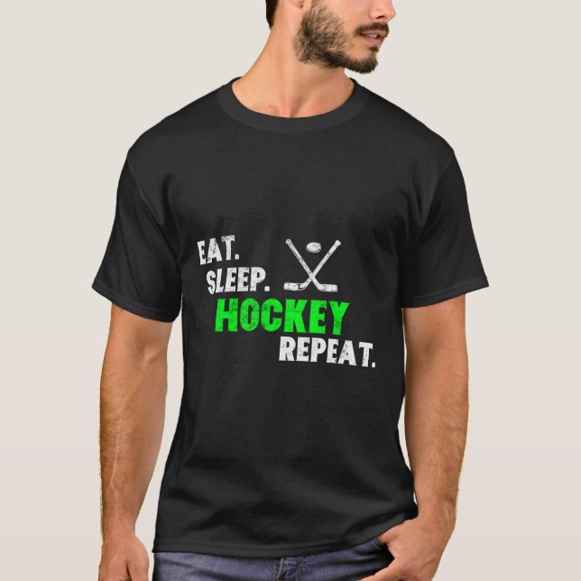 Camiseta Comer el hockey sobre sueño Repetir la angustia de (Anverso)