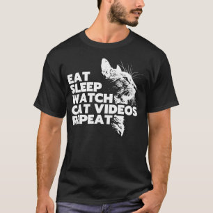 Camiseta Comer el reloj del sueño Videos del gato Repito ga
