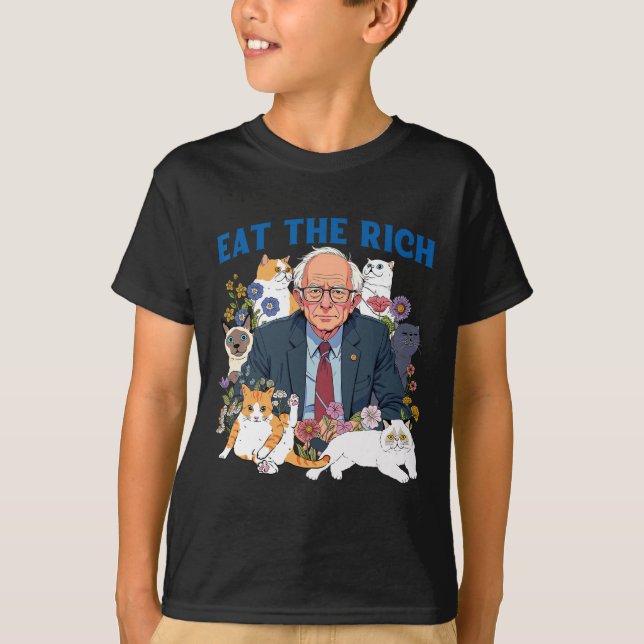 Camiseta Comer El Rico Gato Floral Bernie Sanders Se Resist (Anverso)