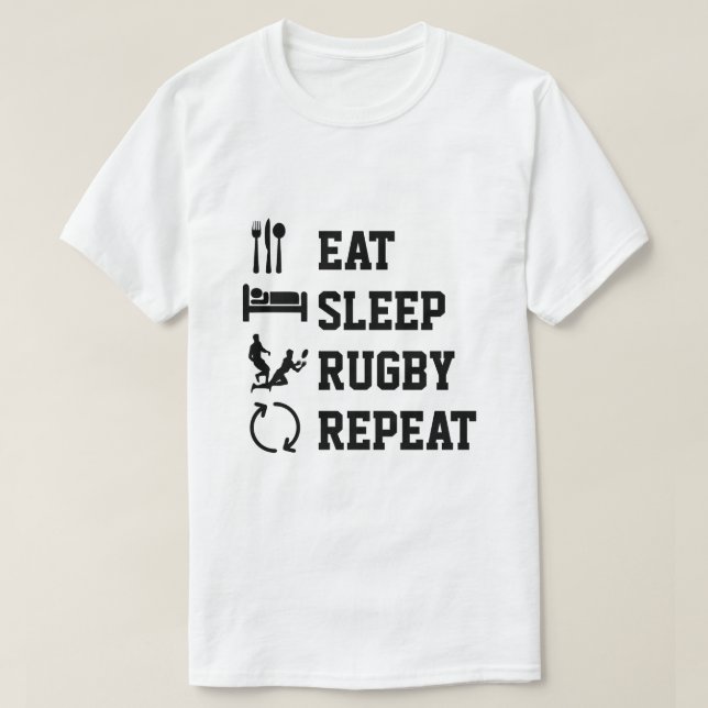 Camiseta Comer el Rugby de sueño repetido (Diseño del anverso)