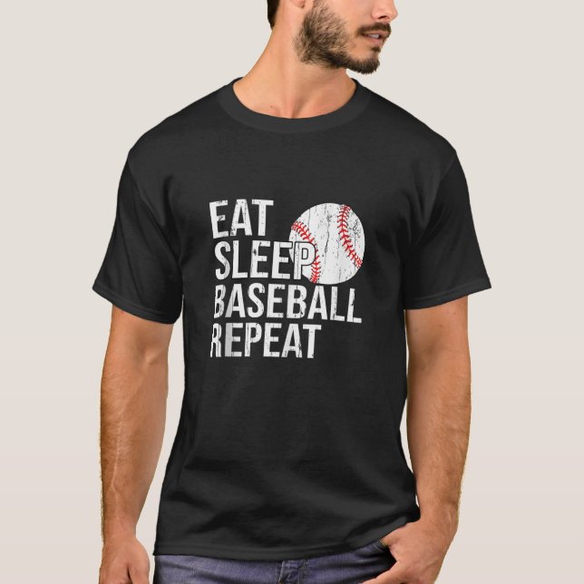 Camiseta Comer El Sueño Béisbol Regalos De Repetición Para  (Anverso)