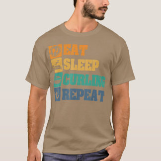 Camiseta Comer el sueño Curling Repetir el curvo Retro