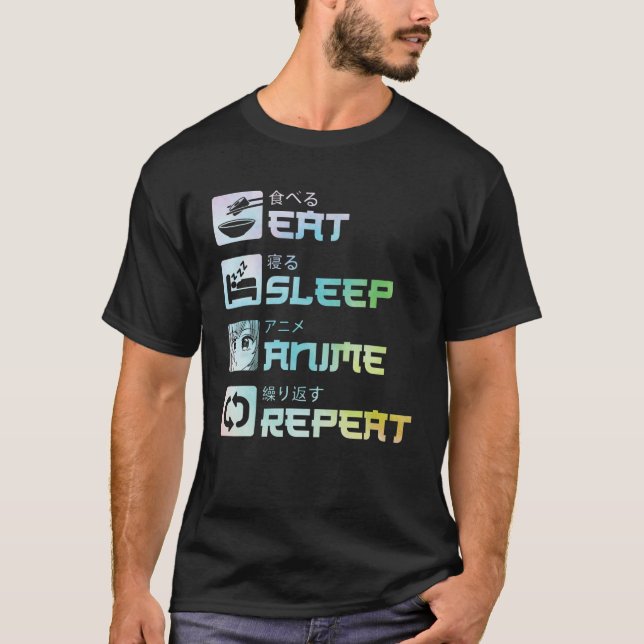 Camiseta Comer el sueño de Anime repetir gracioso manga jap (Anverso)