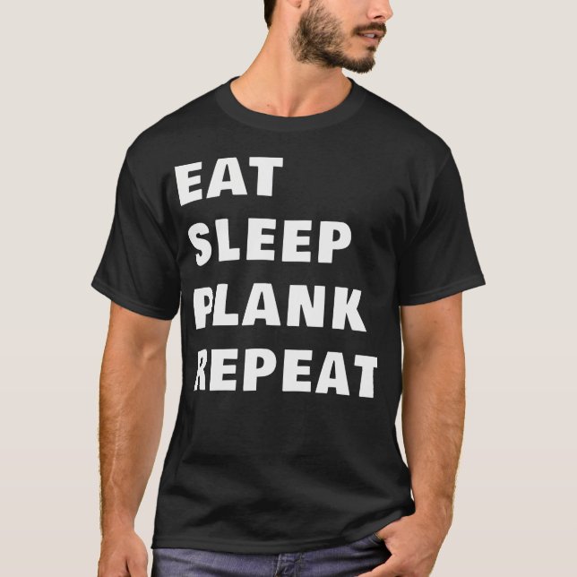 Camiseta Comer el sueño Plano Repetir Funny Fitness Mens Gy (Anverso)