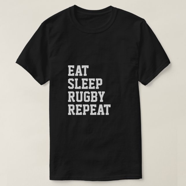 Camiseta Comer el sueño Rugby Repetir el deporte tema (Diseño del anverso)