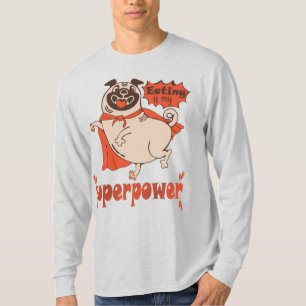 Camiseta Comer es mi sobrenombre rojo cloak pug estilo cómi