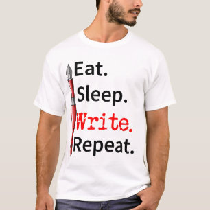 Camiseta Comer escritora repetida de escritura de suspensió