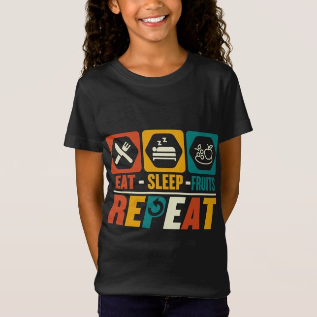 Camiseta Comer frutas de sueño repetido - Frutas divertidas (Anverso)