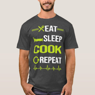 Camiseta Comer Fundido Dormir Cocina Repetida