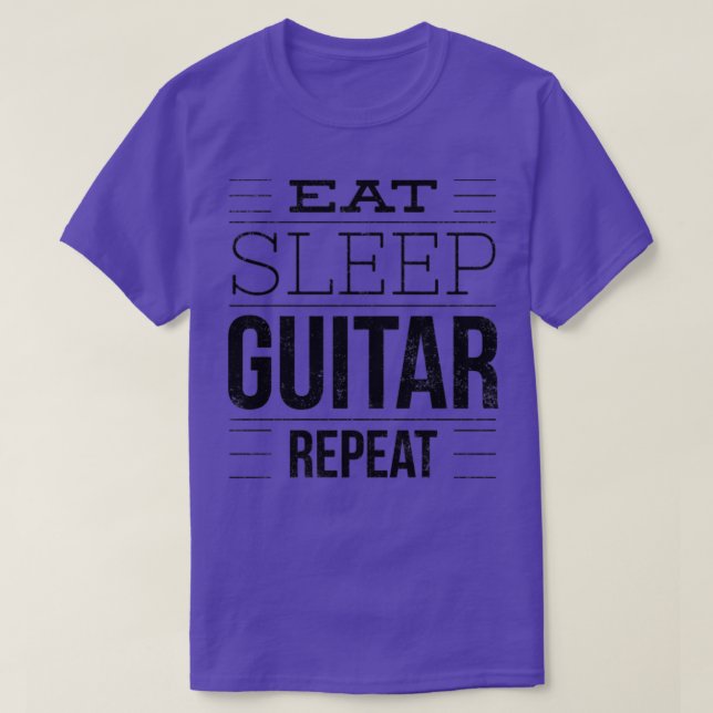 Camiseta Comer guitarra de sueño Repetir carta negra (Diseño del anverso)