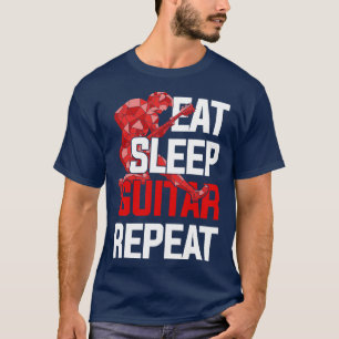 Camiseta Comer guitarra de sueño repetir graciosa guitarra 
