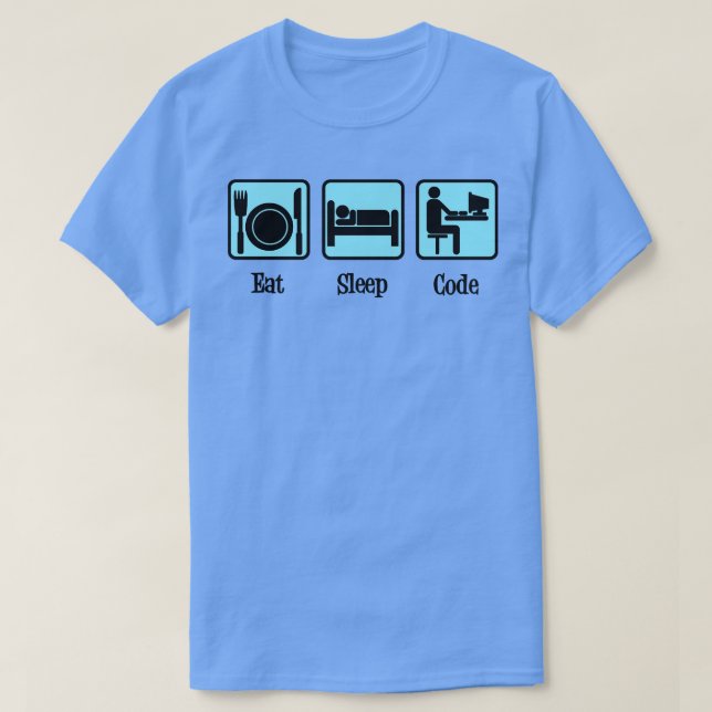 Camiseta Comer Humor de computadora con código de sueño (Diseño del anverso)