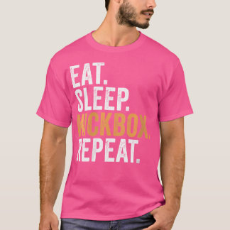Camiseta Comer Kickbox Sleep Repetir Kickboxing divertido