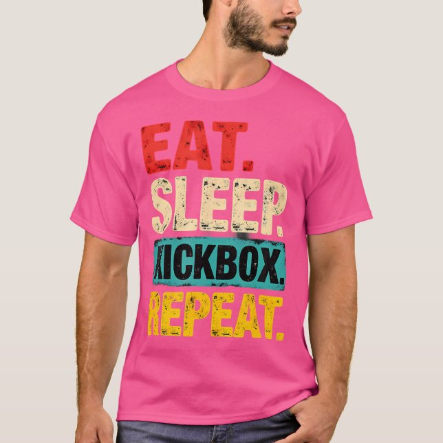 Camiseta Comer Kickbox Sleep Repetir Kickboxing Mma Boxer (Anverso)