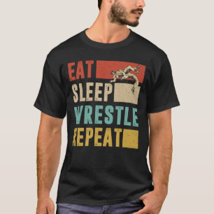 Camiseta Comer la lucha de sueño repetida camiseta, diverti