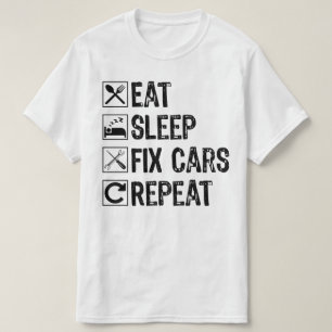 Camiseta Comer los coches de reparación del sueño Repetició