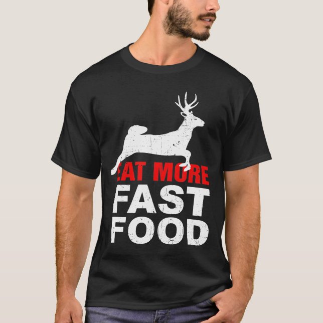 Camiseta Comer más comida rápida - Aparato de caza de alime (Anverso)