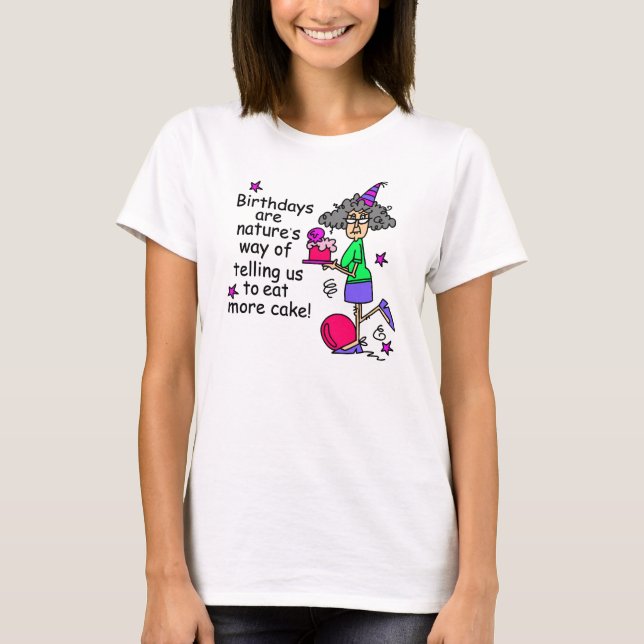Camiseta Comer más humor de cumpleaños de pasteles (Anverso)