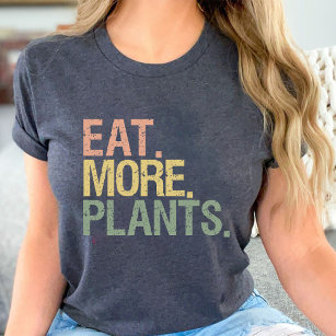 Camiseta Comer más plantas Retro Vegetariano Negro