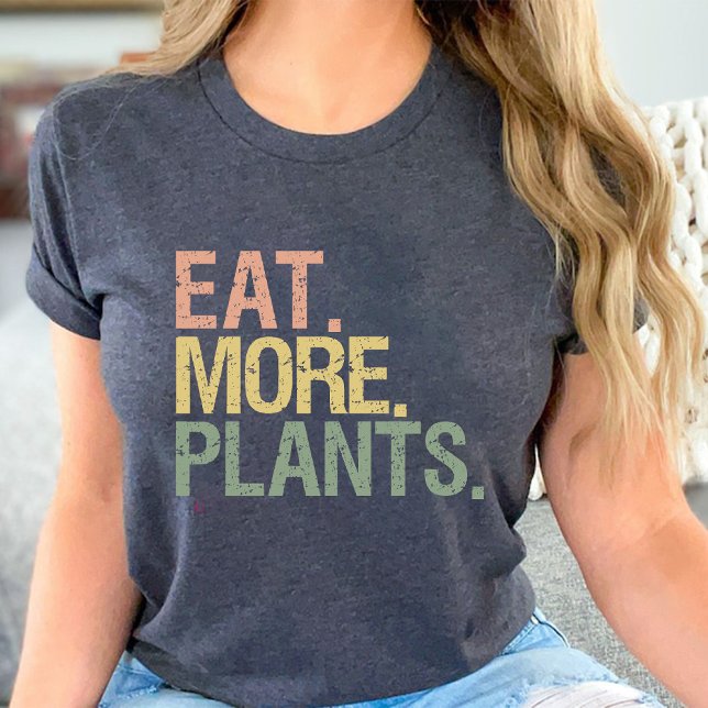 Camiseta Comer más plantas Retro Vegetariano Negro (Eat More Plants Retro Vintage Vegetarian Black T-Shirt)