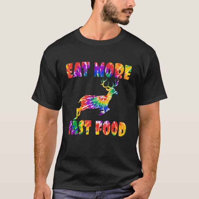 Camiseta Comer más rápido la cacería de comida, tinte de ci (Anverso)