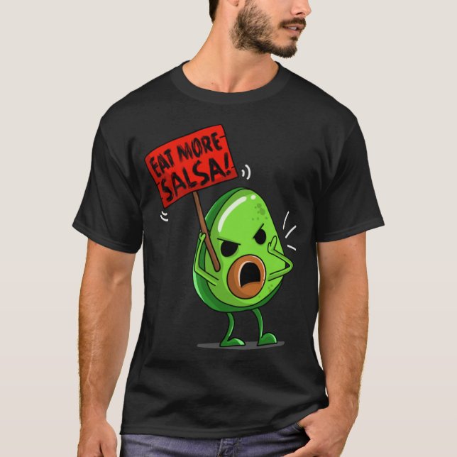 Camiseta Comer más salsa vegan aguacate lindo guacamole (Anverso)