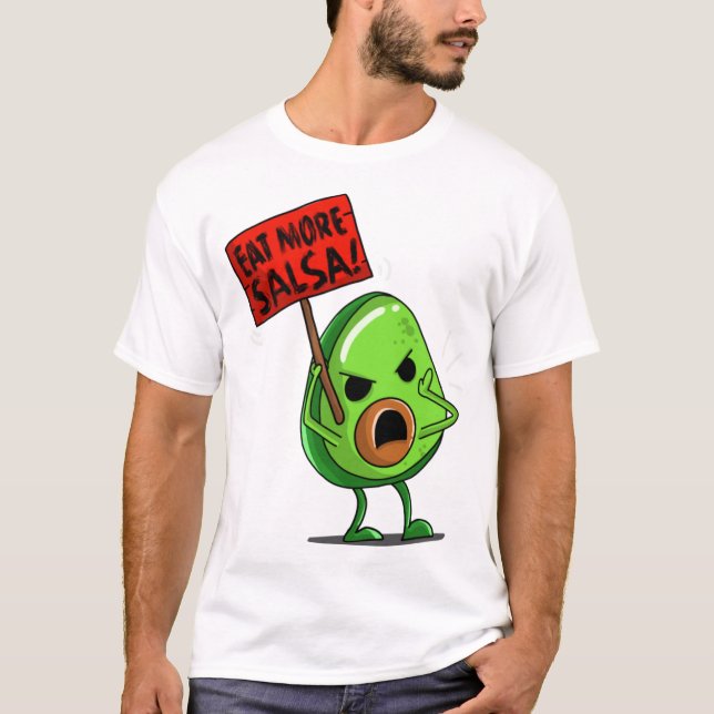 Camiseta Comer más salsa vegan aguacate lindo guacamole (Anverso)