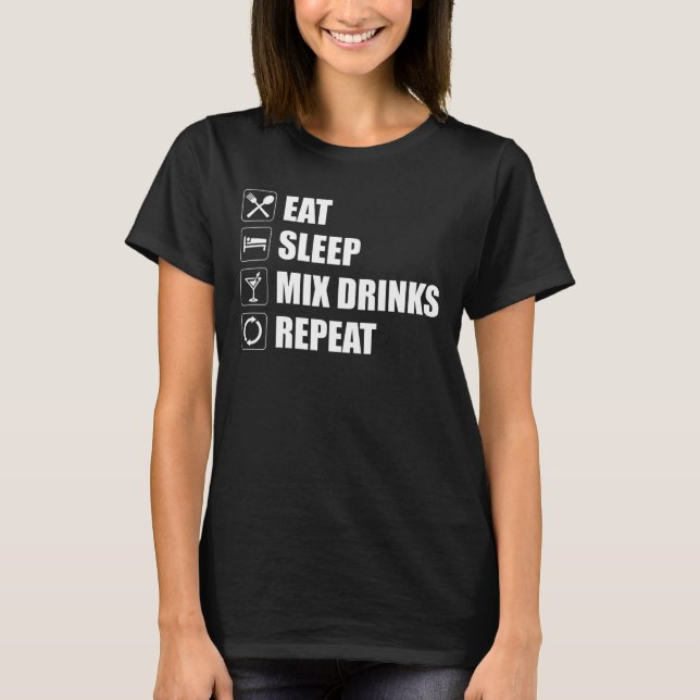 Camiseta Comer mezcla de sueño bebidas repetir (Anverso)