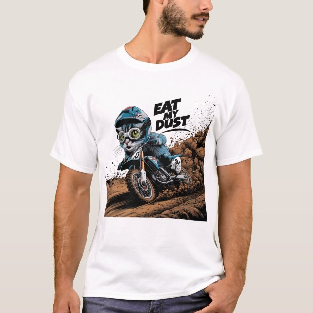 Camiseta Comer mi polvo | Funny Motor Cross Cat Rider (Anverso)