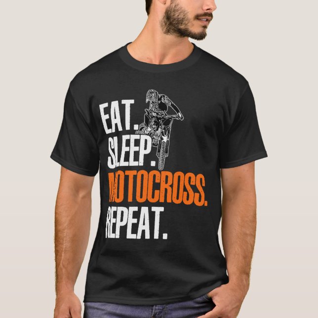 Camiseta Comer Motocross Sleep Repetir moto Dirt Bker Motor (Anverso)