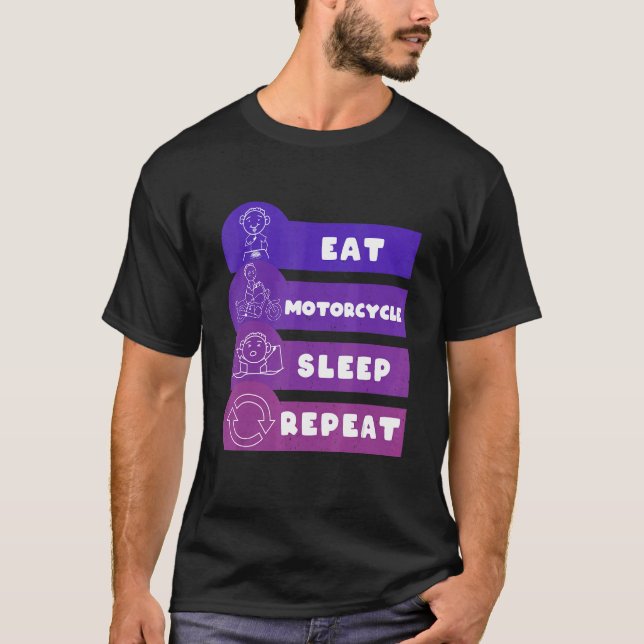 Camiseta Comer Motorcycle Sleep Repetir (Anverso)