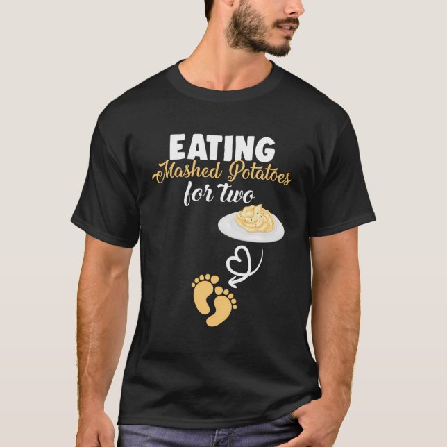 Camiseta Comer Papas Cortadas Para Dos Mujeres Embarazadas  (Anverso)