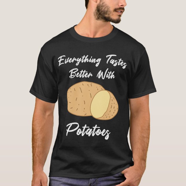 Camiseta Comer papas diciendo cocinar verduras (Anverso)