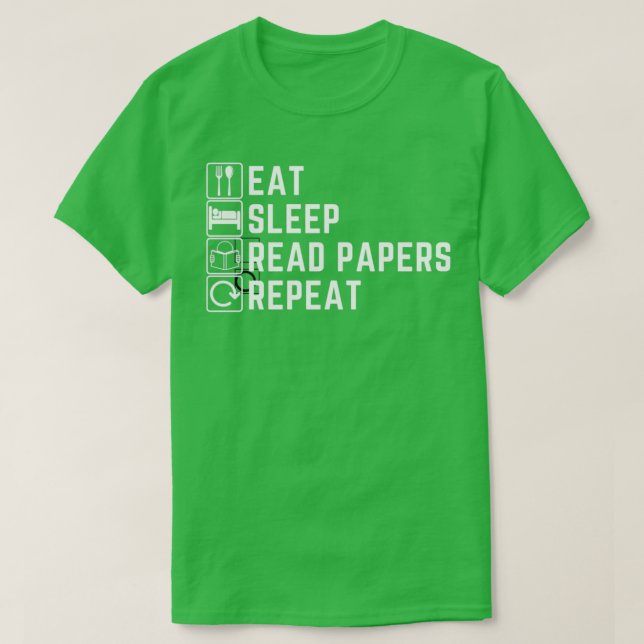 Camiseta Comer Papeles de lectura Sleep Repetir 1 (Diseño del anverso)