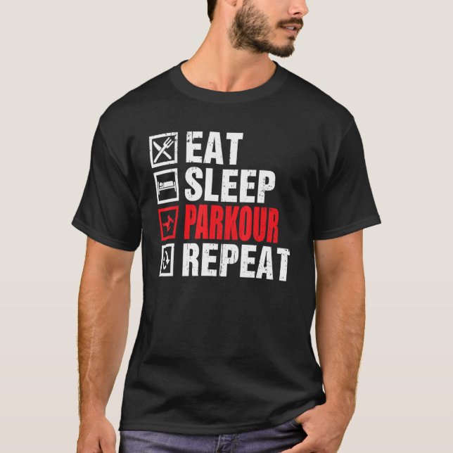 Camiseta Comer Parkour Sleep Parkour Repetir la ejecución l (Anverso)