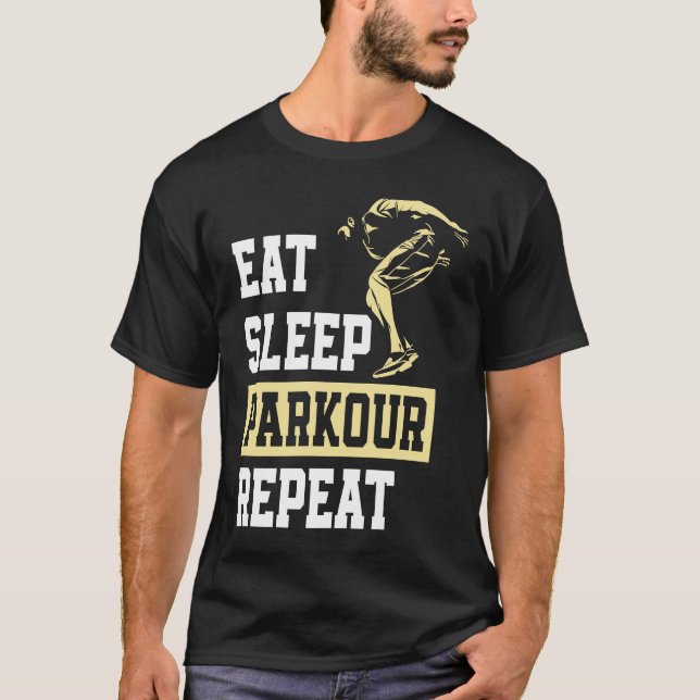 Camiseta Comer Parkour Sleep Parkour Repetir Parkour (Anverso)
