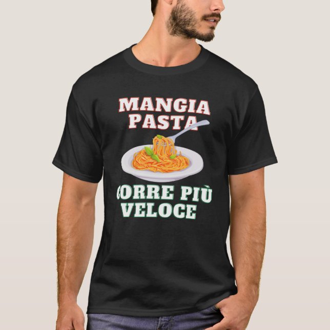 Camiseta Comer pasta corriendo más rápido (Anverso)