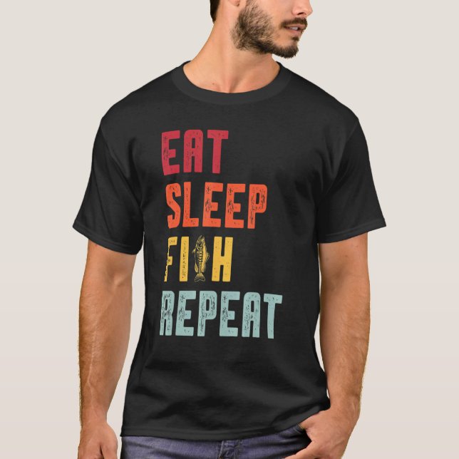 Camiseta Comer pescado de sueño de pesca repetida (Anverso)