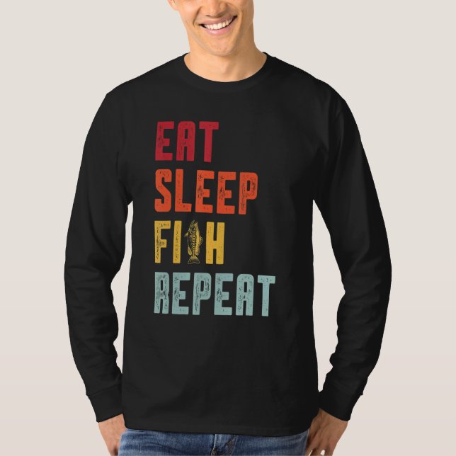 Camiseta Comer pescado de sueño de pesca repetida (Anverso)