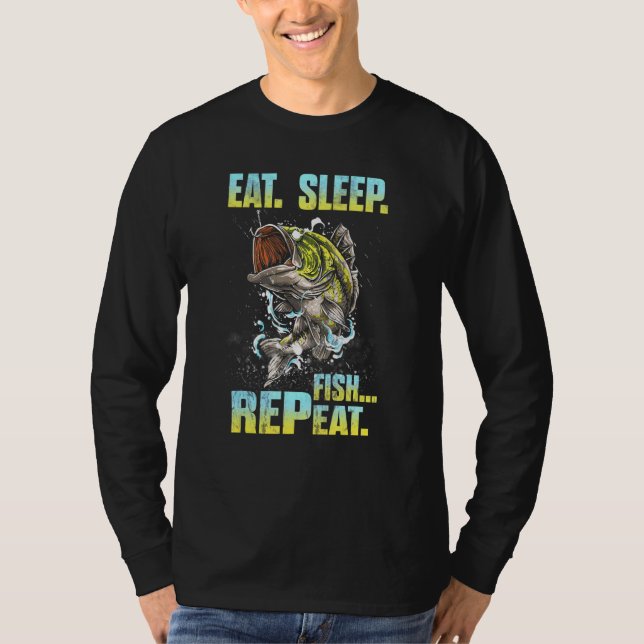 Camiseta Comer pescado de sueño de pesca repetida (Anverso)