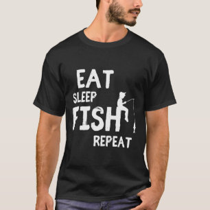 Camiseta Comer Pescado De Sueño Repita El Blanco Por Un Fon