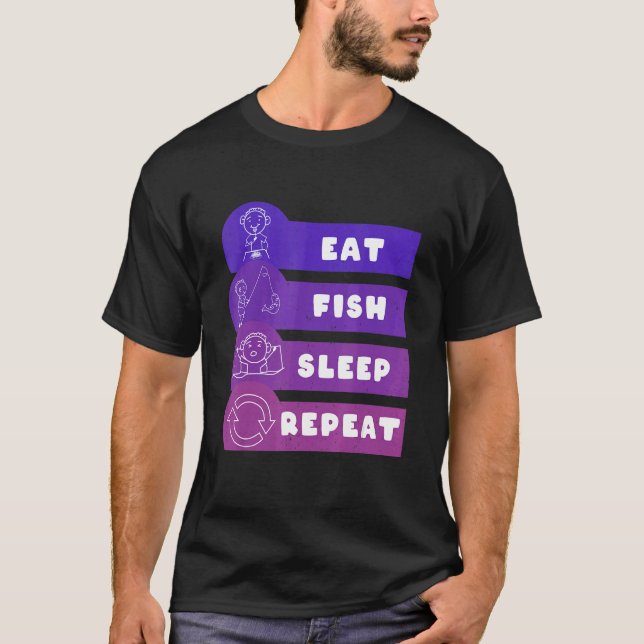 Camiseta Comer Pescado Dormir Repetir (Anverso)