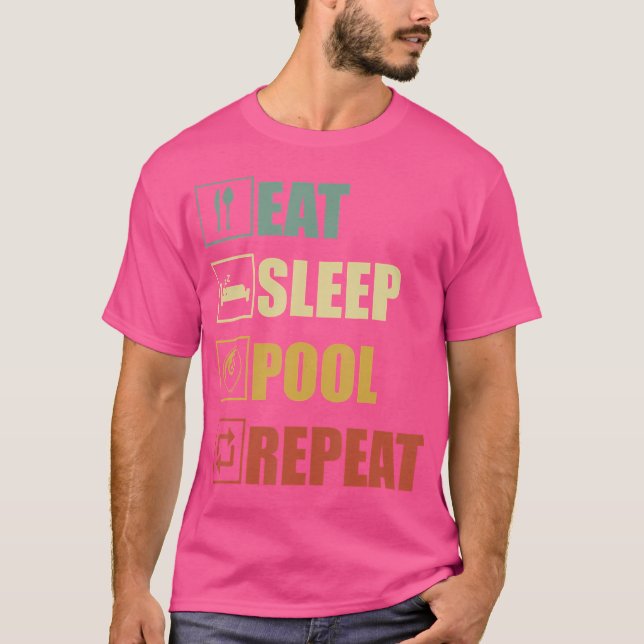 Camiseta Comer Piscina Sleep Pool Repetir Billiard (Anverso)