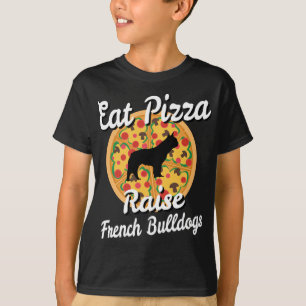 Camiseta Comer pizza criar perro Bulldog francés