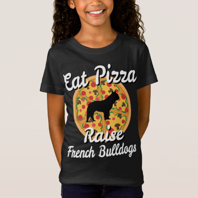 Camiseta Comer pizza criar perro Bulldog francés (Anverso)