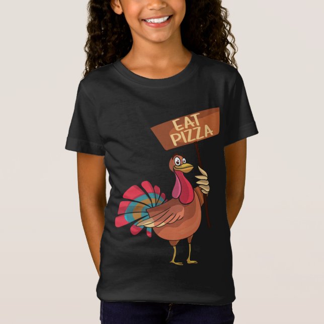 Camiseta Comer pizza divertida Rótulo turco Acción de Graci (Anverso)