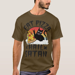 Camiseta Comer Pizza Hail Satan Gato Niños Punk Rock Banda